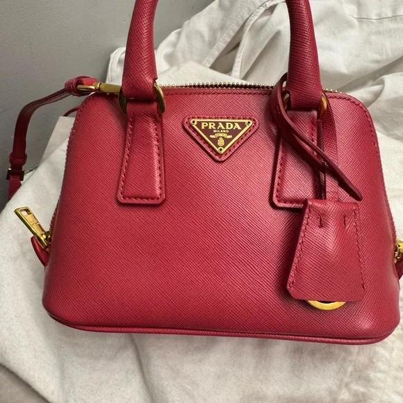 Prada Pink Saffiano Mini Bag with Gold Hardware - Picture 2 of 7
